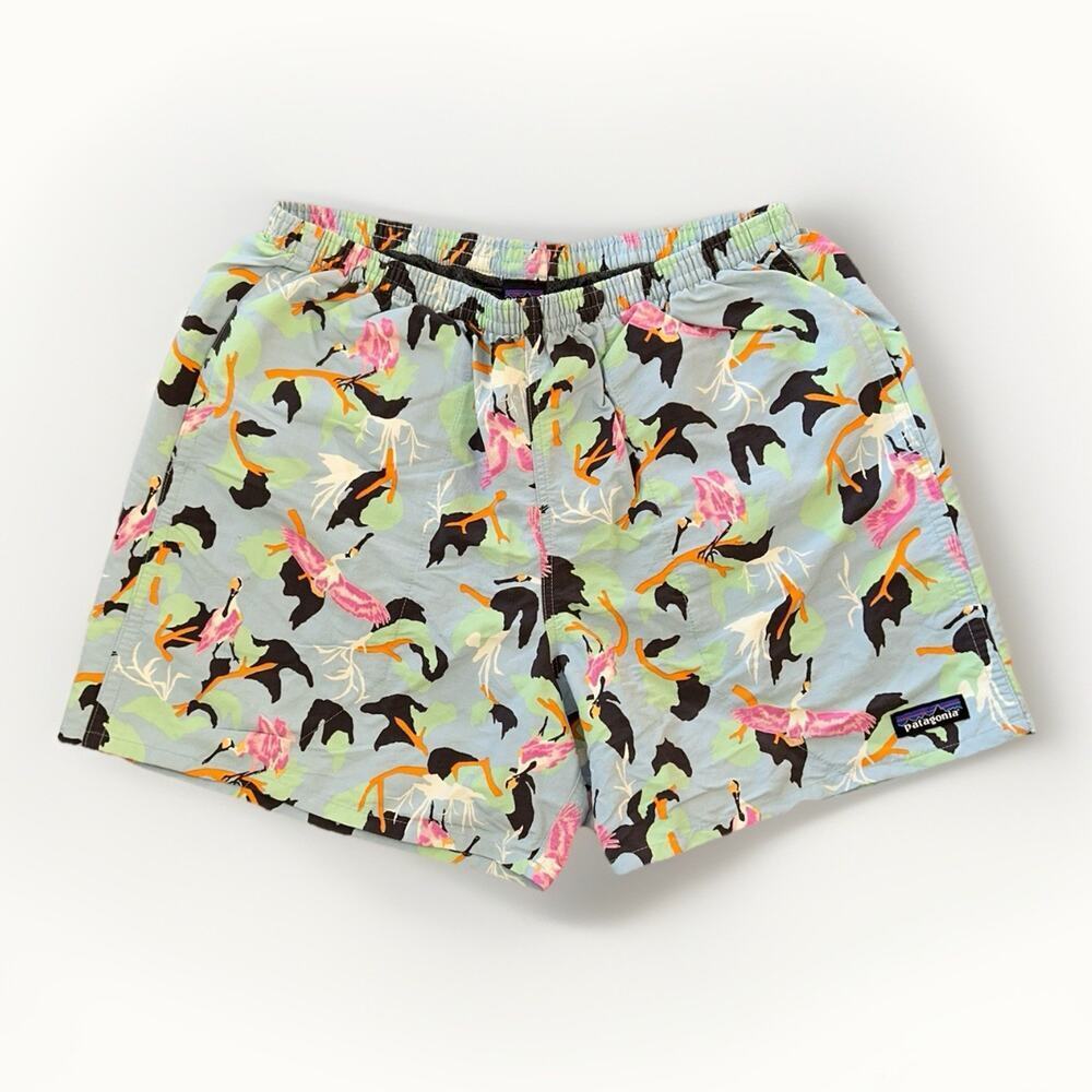 Patagonia Baggies Swim Shorts Bird Print Mens Size Large Multicolor Beach Pool